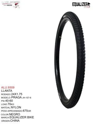 ALU.9309 Llanta liviana para paseos urbanos Modelo PRAGA JH-157-6. Rodado 24x1.75.