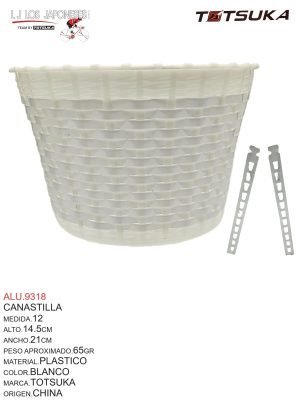 Canastilla Medida 12, Alto 14.5cm, Ancho 21cm, Material Plástico, Color Blanco, Marca Totsuka, Origen China
