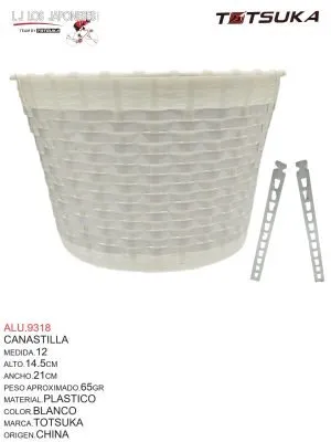 Canastilla Medida 12, Alto 14.5cm, Ancho 21cm, Material Plástico, Color Blanco, Marca Totsuka, Origen China