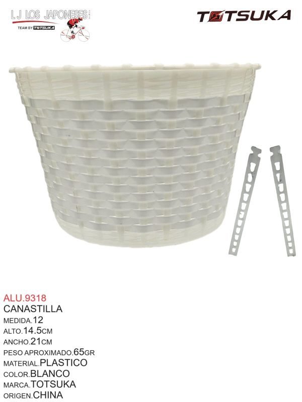 ALU.9318 Canastilla Medida 12, Alto 14.5cm, Ancho 21cm, Material Plástico, Color Blanco, Marca Totsuka, Origen China