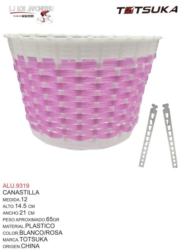 ALU.9319 Canastilla Medida 12, Alto 14.5cm, Ancho 21cm, Material Plástico, Color Blanco/Rosa, Marca Totsuka, Origen China