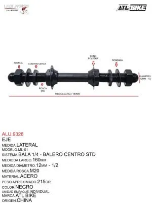 ALU.9326 Eje Lateral ML-01 Bala 1/4