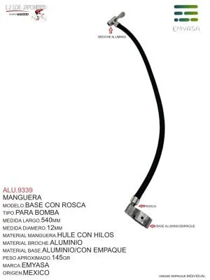 ALU.9339 Manguera Base con Rosca Para Bomba