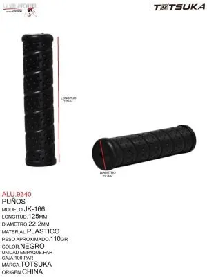 PUÑOS DE PLASTICO NEGRO MARCA TOTSUKA 125X22.2MM MOD. JK-166
