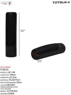 PUÑOS DE PLASTICO NEGRO MARCA TOTSUKA 106X22.2 MOD. JK-146