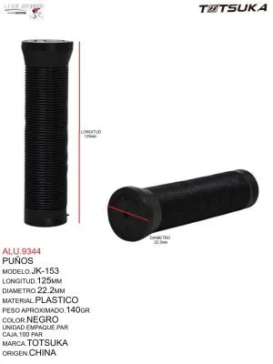 PUÑOS DE PLASTICO NEGRO MARCA TOTSUKA 125X22.2 MOD. JK-153