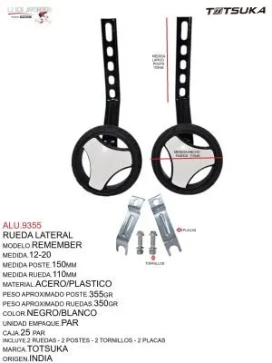 ALU.9355 RUEDA LATERAL 12-20 INDIA MODELO REMEMBER NEGRO/BLANCO