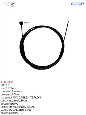 ALU.9366 Cable Freno Negro