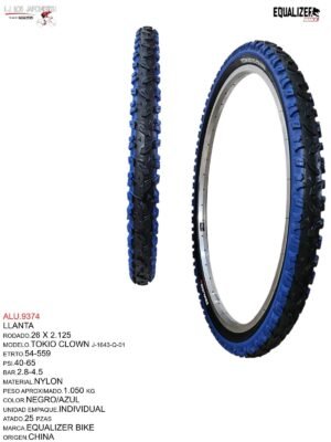 LLANTA 26X2.125 MARCA EQUALIZER BIKE MODELO TOKYO  CLOWN AZUL