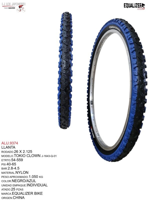 LLANTA 26X2.125 MARCA EQUALIZER BIKE MODELO TOKYO  CLOWN AZUL