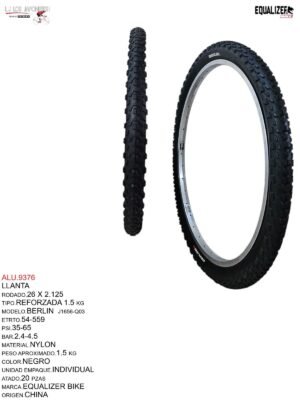 LLANTA 26X2.125 REFORZADA 1.5 KILOS NEGRO MOD.BERLIN EQUALIZER BIKE