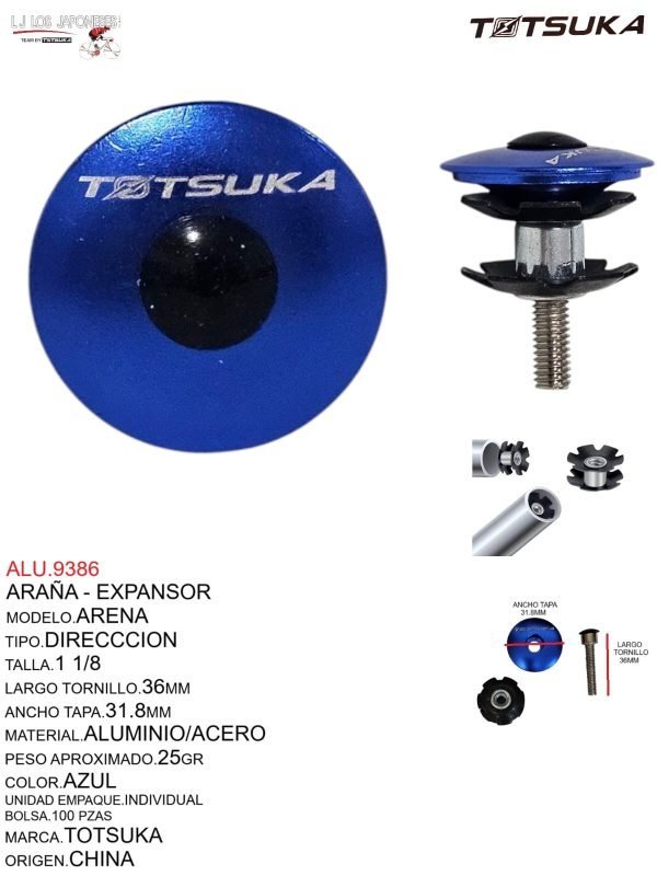 ALU.9386 EXPANSOR ARAÑA 1 1/8 OVER AZUL KEYZER BIKE