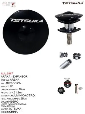 ALU.9387 EXPANSOR ARAÑA 1 1/8 OVER NEGRO KEYZER BIKE