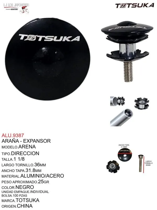 EXPANSOR ARAÑA  1 1/8  OVER NEGRO KEYZER BIKE