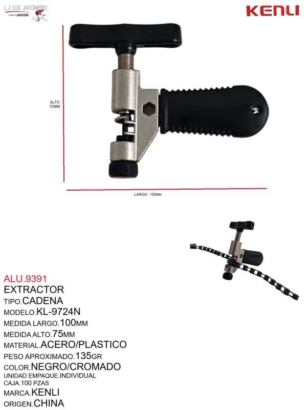 ALU.9391 EXTRACTOR DE CADENA KL-9724N KENLI KEYZER BIKE
