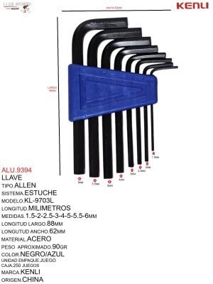 LLAVE ALLEN  KL-9703L JGO KENLI KEYZER BIKE