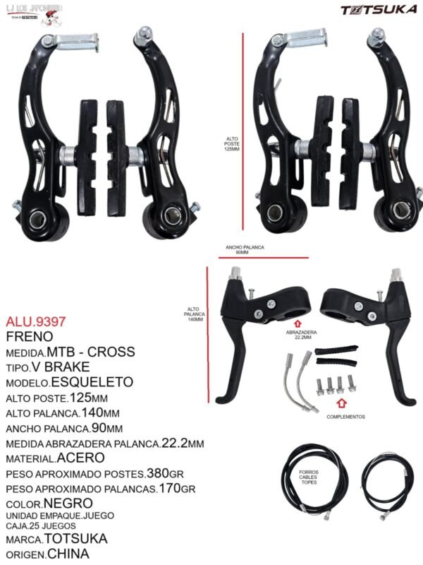 ALU.9397-1.jpeg FRENO V BRAKE ESQUELETO ACERO MARCA TOTSUKA NEGRO