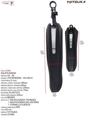 SALPICADERA PLASTICO 24-26  TSK-054-6 51X45X33cm MARCA TOTSUKA MODELO PICAPIEDRA NEGRO