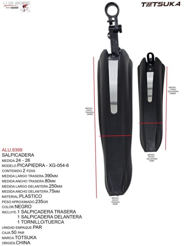 ALU.9399-1.jpeg SALPICADERA PLASTICO 24-26 TSK-054-6 51X45X33cm MARCA TOTSUKA MODELO PICAPIEDRA NEGRO