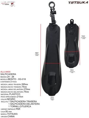 SALPICADERA PLASTICO 24-26 TSK-018  51X41X33 cm MARCA TOTSUKA MODELO BENITO NEGRO