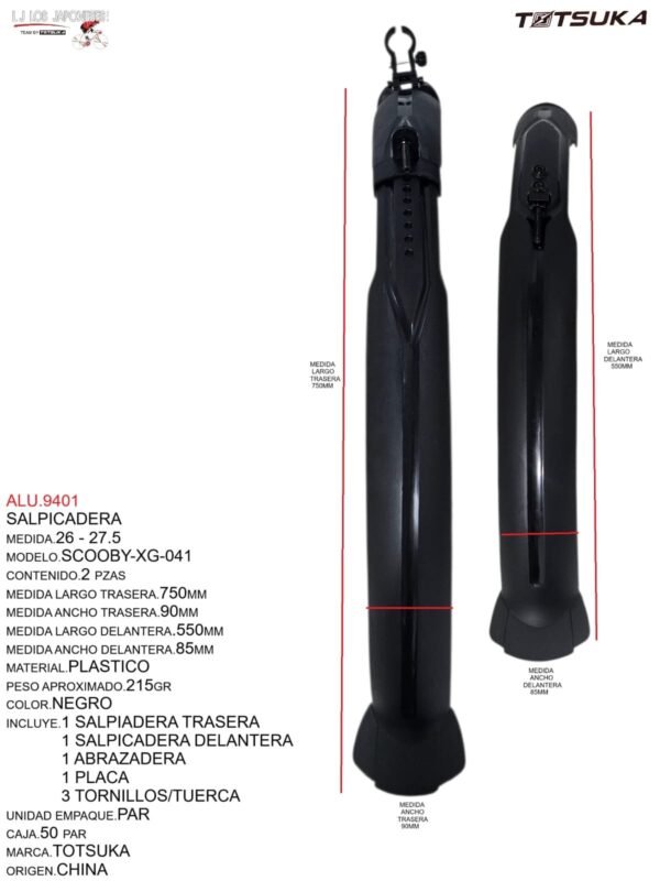ALU.9401-1.jpeg SALPICADERA PLASTICO 26-27.5 TSK-041 51X45X33cm MARCA TOTSUKA MODELO SCOOBY NEGRO