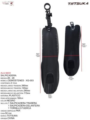 SALPICADERA PLASTICO 26-29 TSK-003-2 56X46X32cm MARCA TOTSUKA MODELO DEMOSTENES NEGRO