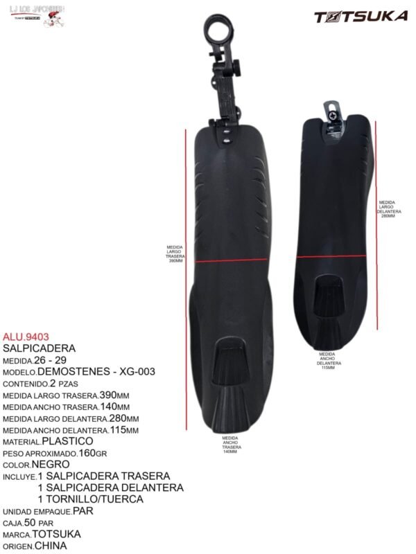 ALU.9403-1.jpeg SALPICADERA PLASTICO 26-29 TSK-003-2 56X46X32cm MARCA TOTSUKA MODELO DEMOSTENES NEGRO