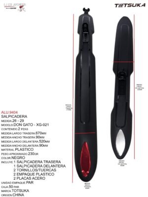 SALPICADERA PLASTICO 26-29 TSK-021 70X30.5X36.5cm MARCA TOTSUKA MODELO DON GATO NEGRO