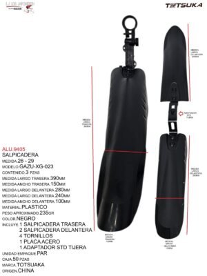 SALPICADERA PLASTICO 26-29 TSK-023 58X48X42cm MARCA TOTSUKA MODELO GAZU NEGRO