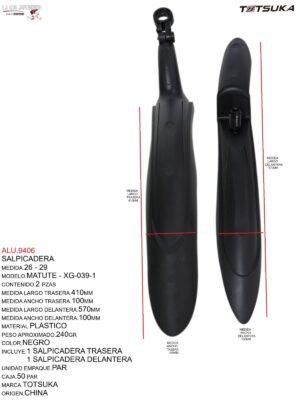 SALPICADERA PLASTICO 26-29 TSK-039-1  62X52X36cm MARCA TOTSUKA MODELO MATUTE NEGRO