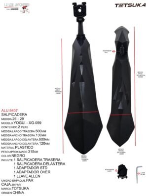 SALPICADERA PLASTICO 26-29 TSK-059 62X52X36cm  MARCA TOTSUKA MODELO YOGUI NEGRO