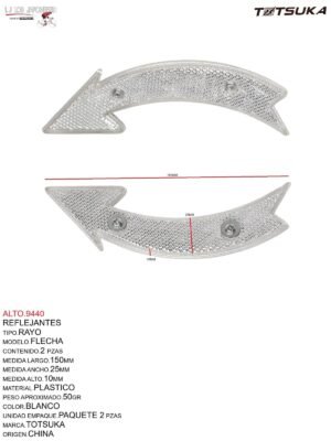 REFLEJANTE PARA RAYO 2 PIEZAS MOD. FLECHA CHINA BLANCO