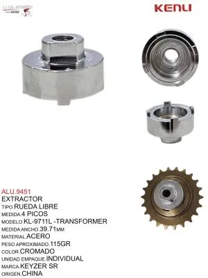 ALU.9451 EXTRACTOR RUEDA LIBRE MODELO.TRANSFORMER CHINO
