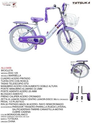 BICICLETA 20X1.75 MOD.MARSELLA MORADO TOTSUKA