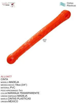 ALU.9477 CINTA MADEJA NARANJA TRANSPARENTE NACIONAL
