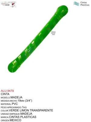 ALU.9479 CINTA MADEJA VERDE LIMON TRANSPARENTE NACIONAL