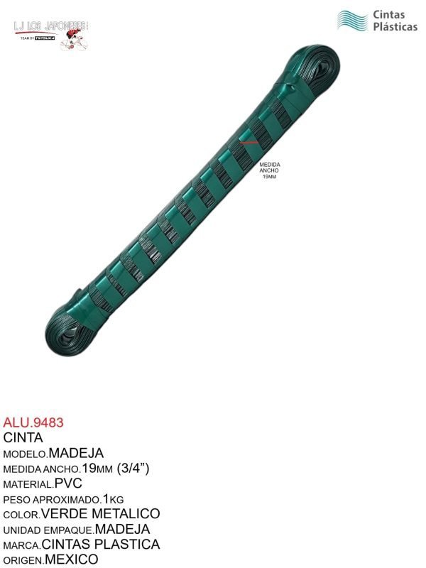 CINTA MADEJA VERDE METALICO NACIONAL