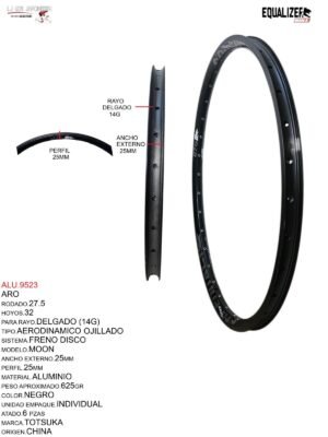 ALU.9523-1.jpeg ARO 27.5X32 AERODINAMICO EQUALIZER BIKE ROJO 27.5 MODELO MOON OJILLADO