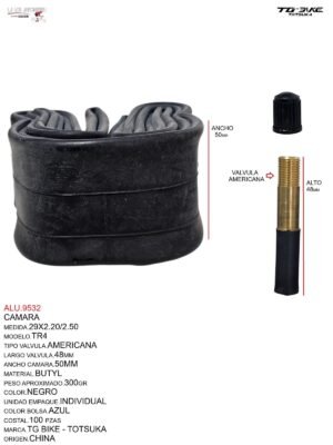 ALU.9532-1.jpeg CAMARA 29X2.20/2.50 48MM V.A. BUTYL TG BIKE TOTSUKA