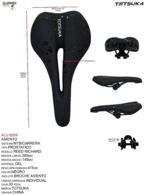 ASIENTO PROSTATICO GEL C/BROCHE 285X145MM MARCA TOTSUKA MODELO REED RICHARD