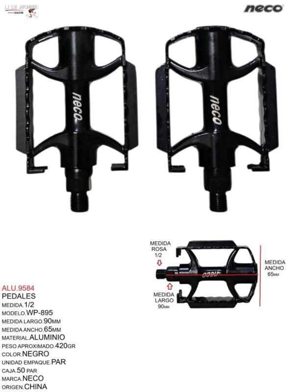 PEDAL 1/2  MOD.WP-895 NEGRO ALUMINIO SIERRA NECO