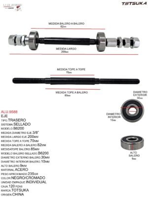 EJE TRASERO SELLADO  B6200, 3/8X135X210MM LARGO BALERO: 70MM MARCA TOTSUKA