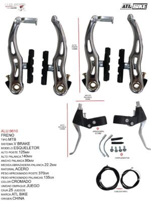 FRENO V BRAKE ACERO MOD.ESQUELETO CROMADO TOTSUKA