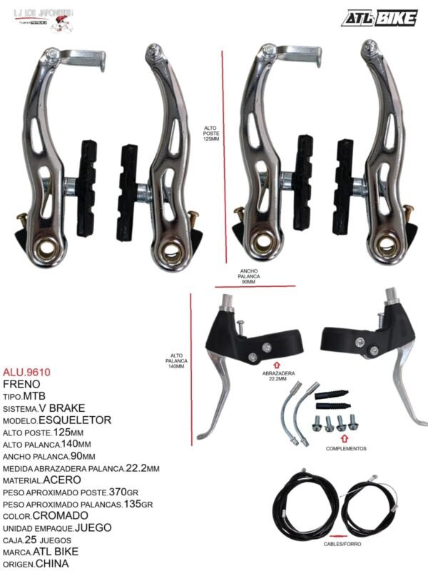 FRENO V BRAKE ACERO MOD.ESQUELETO CROMADO TOTSUKA