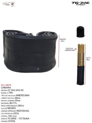 ALU.9676-1.jpeg CAMARA 27.5X2.20/2.50 48MM V.A. BUTYL TG BIKE TOTSUKA