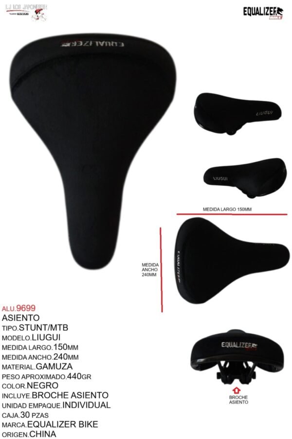 ASIENTO STUNT/MTB  MODELO  LUIGUI  MARCA EQUALIZER BIKE  NEGRO
