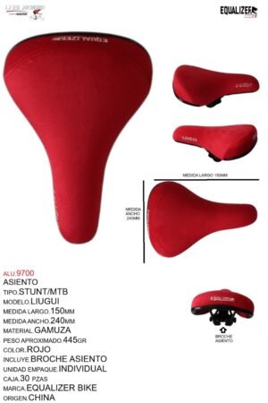 ALU.9700 ASIENTO STUNT/MTB MODELO LUIGUI MARCA EQUALIZER BIKE ROJO