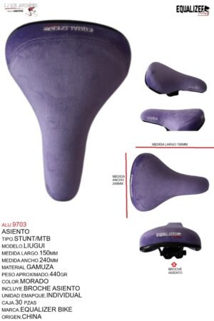 ALU.9703 ASIENTO STUNT/MTB MODELO LUIGUI MARCA EQUALIZER BIKE MORADO